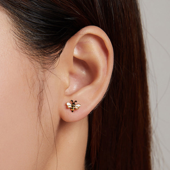 925 Sterling Silver Enamel Plated Gold Earrings