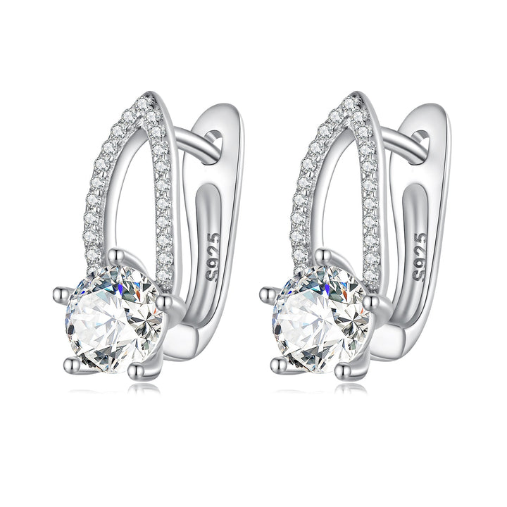925 Sterling Silver Earrings with CZ Pavé Setting, 1.4*0.62cm for Women