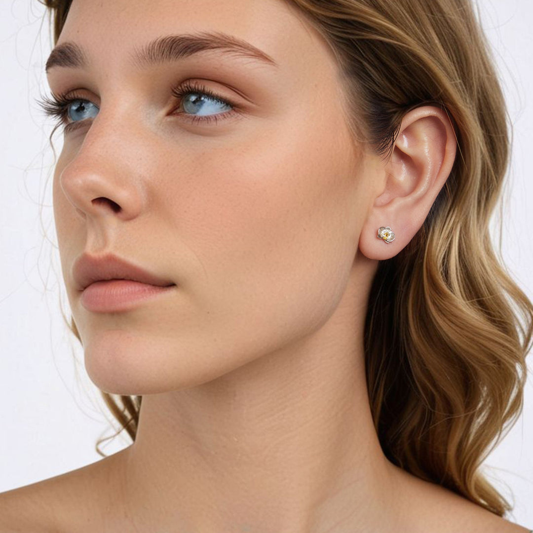 925 Sterling Silver Pavé CZ Earrings for Women - 0.6*0.8cm