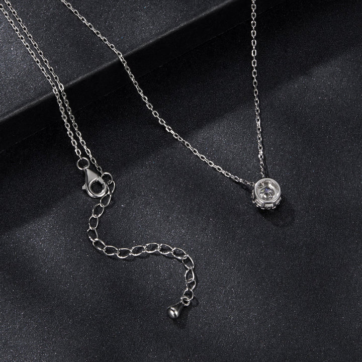 925 Sterling Silver Moissanite Necklace 40+5cm with Pavé Setting for Women