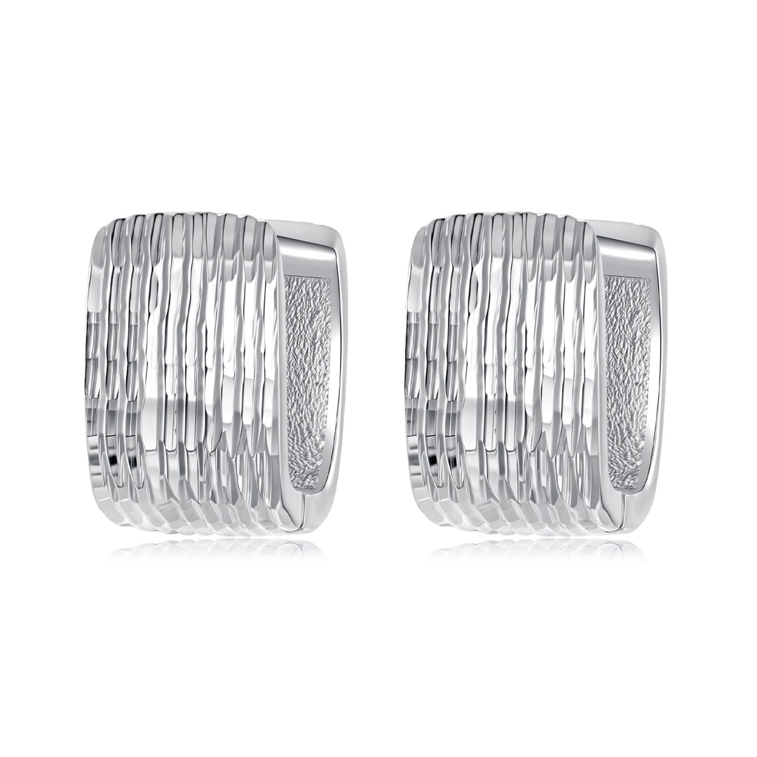 925 Sterling Silver Earrings for Women with White Gold Plating - 1.1cm x 0.7cm