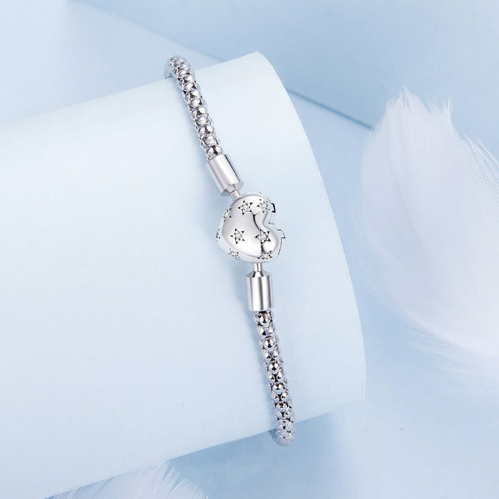925 Sterling Silver Oxidized Silver Bracelets 17.0 Size with CZ for Women
