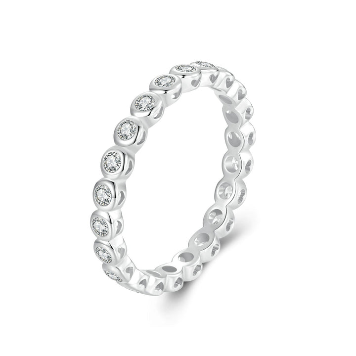 925 Sterling Silver 2mm Moissanite Ring Size 7 for Women