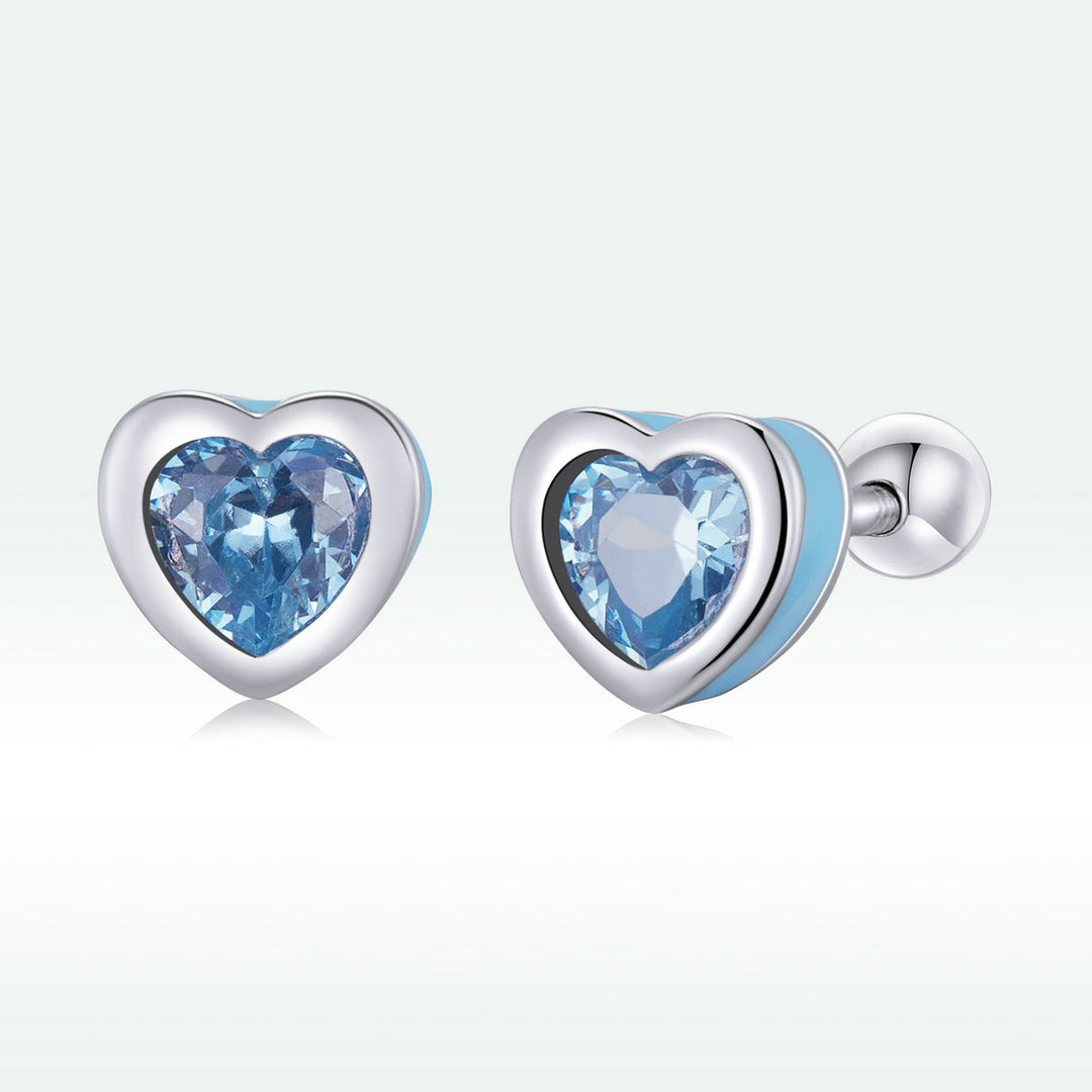 925 Sterling Silver Earrings with Pavé Setting and Enamel for Women