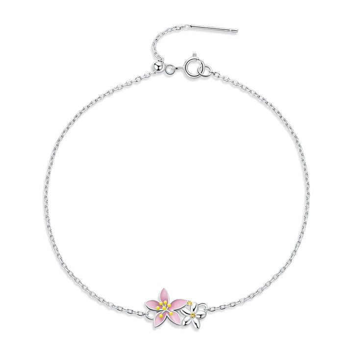 S925 Sterling Silver Adjustable Flower Bracelet for Women