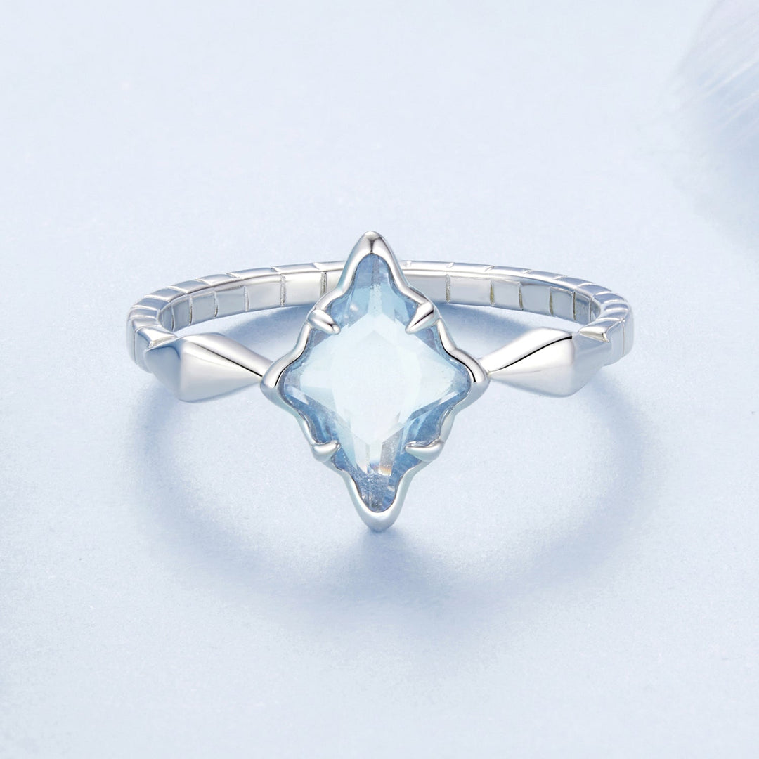 925 Sterling Silver White Gold Plated 1.2x0.9cm Pendant Ring Size 6.0 for Women