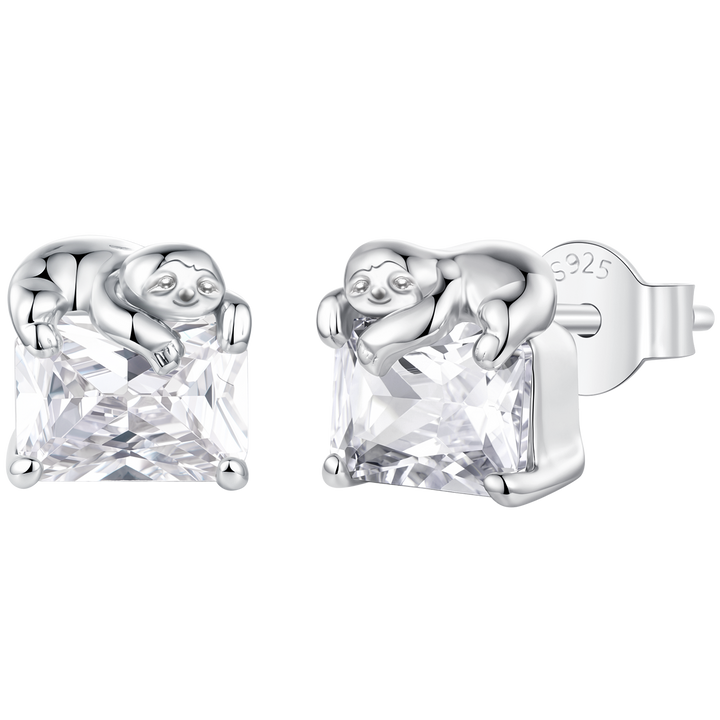 925 Sterling Silver White Gold Plated 0.7x0.7cm Pavé CZ Earrings for Women