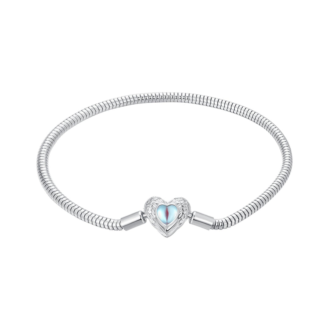 925 Sterling Silver Moonstone Bracelet 17.0 cm with White Gold Plating for Women