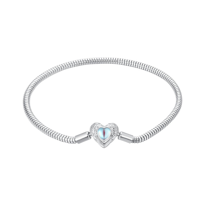 925 Sterling Silver Moonstone Bracelet 17.0 cm with White Gold Plating for Women