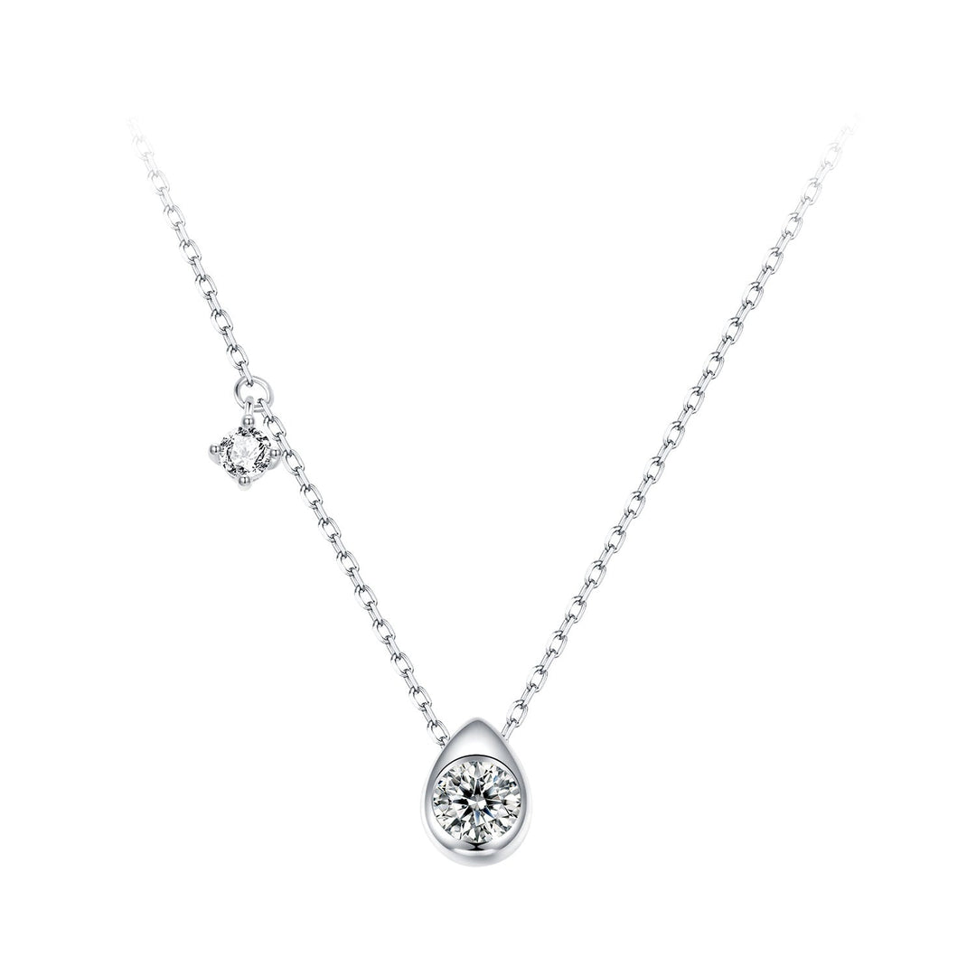 925 Sterling Silver + Moissanite Adjustable Necklace for Women - White Gold 0.5ct &amp; 0.1ct
