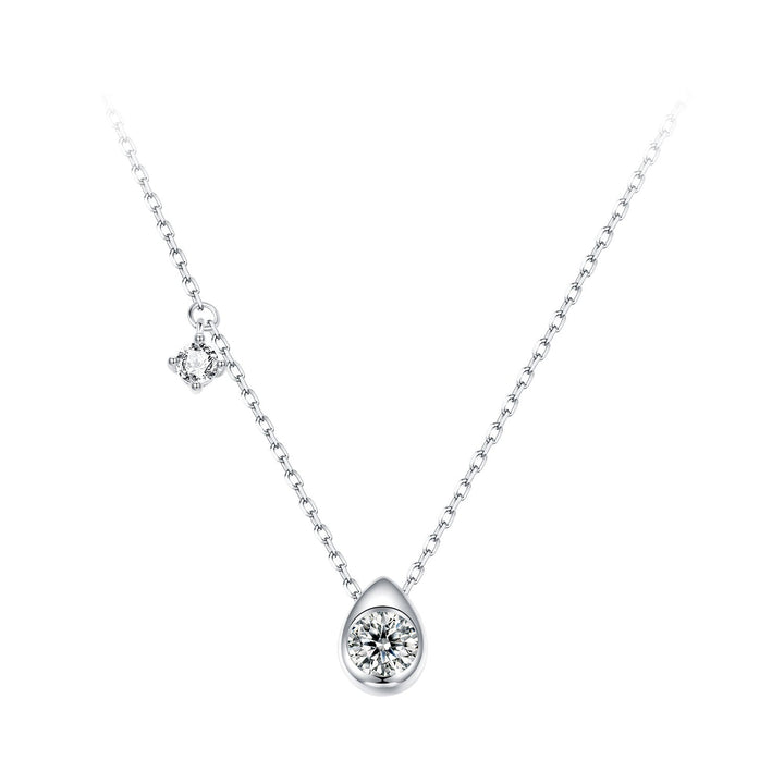 925 Sterling Silver + Moissanite Adjustable Necklace for Women - White Gold 0.5ct &amp; 0.1ct