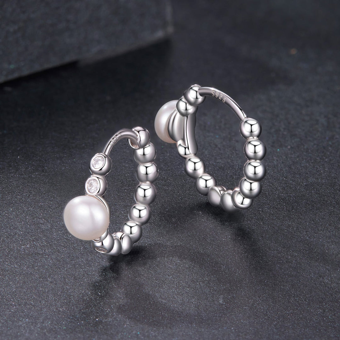 925 Sterling Silver White Gold Plated Moissanite &amp; Pearl Earrings for Women