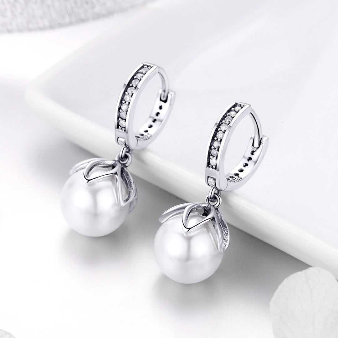 925 Sterling Silver Earrings with Quality Shell Pearl and CZ for Women