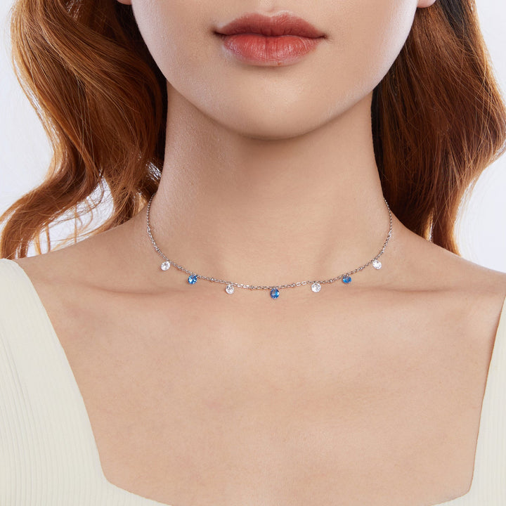 925 Sterling Silver &amp; White Gold Plated Adjustable Layered CZ Necklace for Women