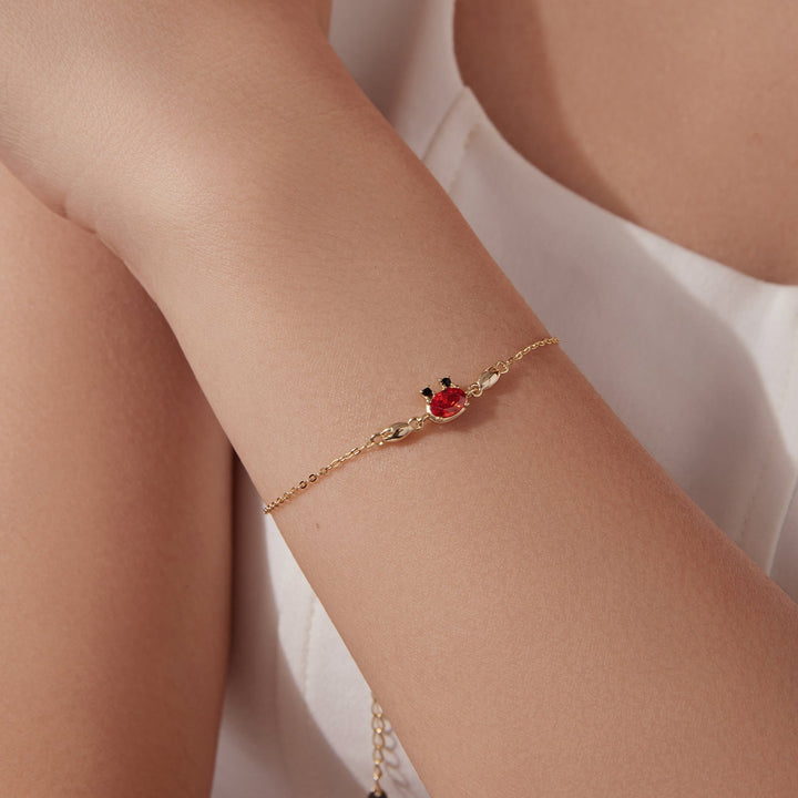 925 Sterling Silver Gold Plated CZ Bracelet 15+6cm for Women