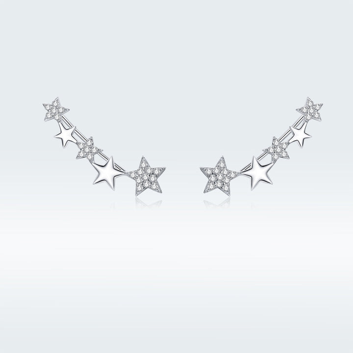 925 Sterling Silver Earrings with Plated Platinum and Pavé Setting CZ