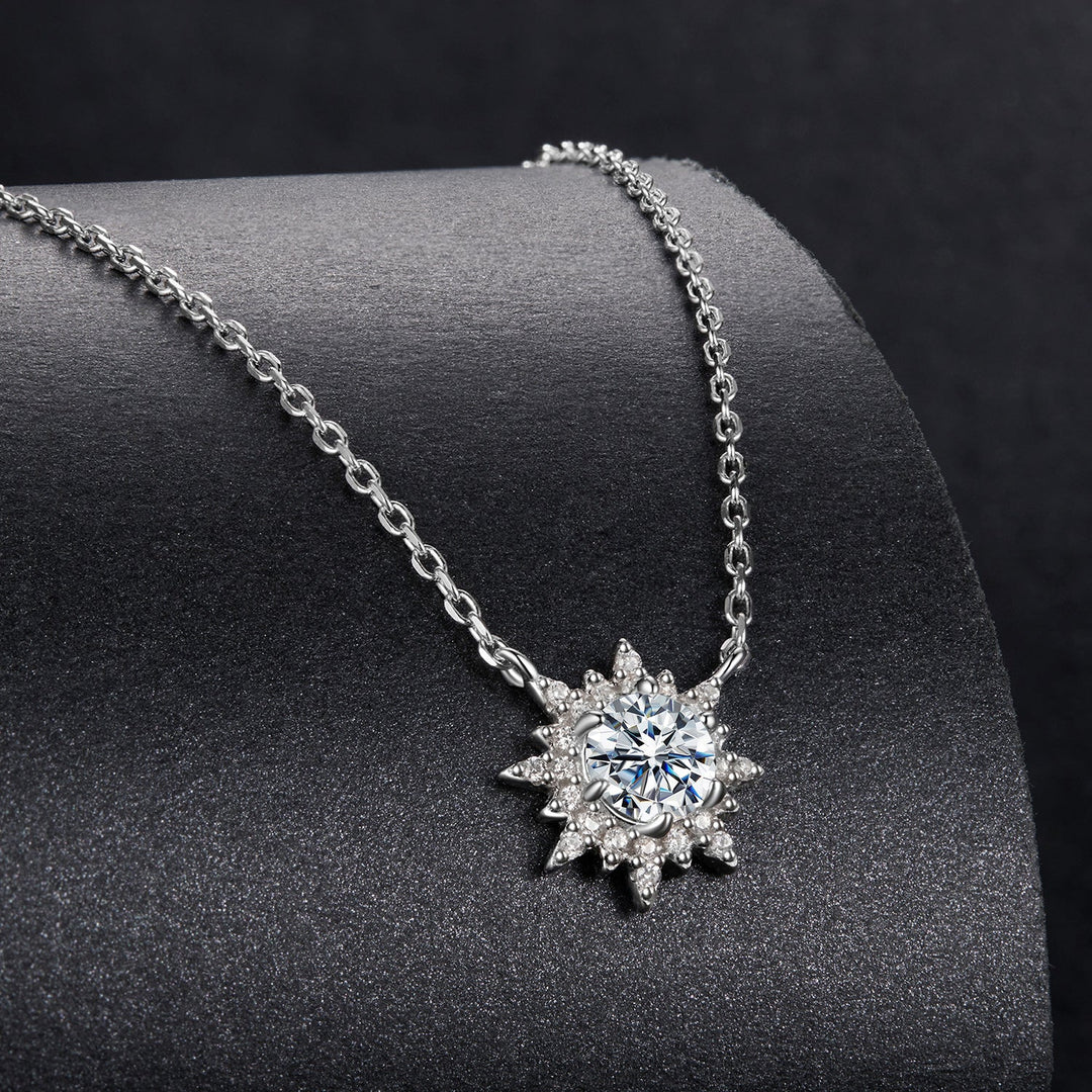 925 Sterling Silver 0.5 Carat Moissanite Necklace in White Gold Plating for Women
