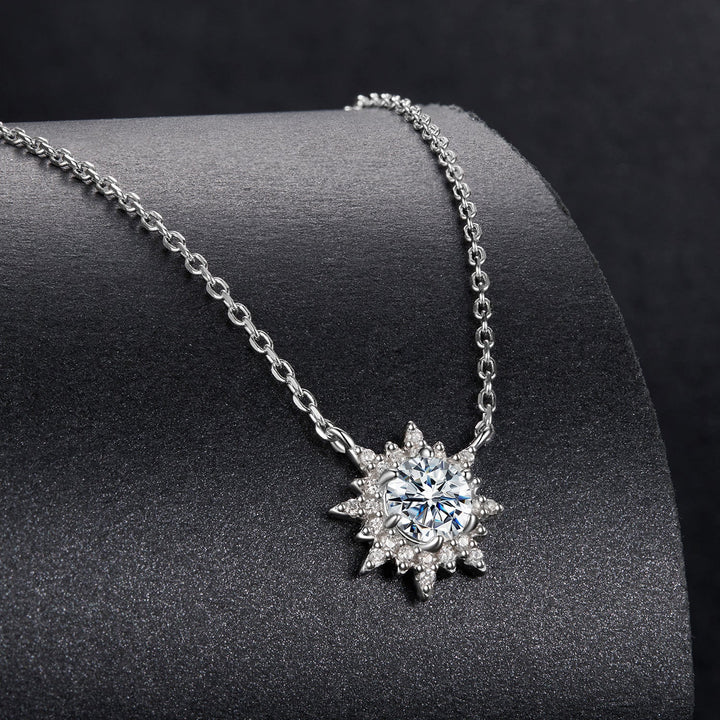 925 Sterling Silver 0.5 Carat Moissanite Necklace in White Gold Plating for Women
