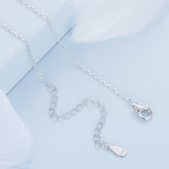 925 Sterling Silver Necklace with CZ &amp; Enamel - 40+5cm Length, Fishtail Design for Women