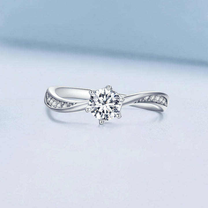 925 Sterling Silver Platinum Plated 5mm CZ Ring Size 6 for Women