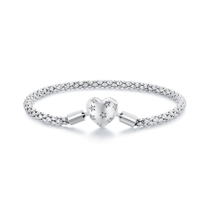 925 Sterling Silver Oxidized Silver Bracelets 17.0 Size with CZ for Women
