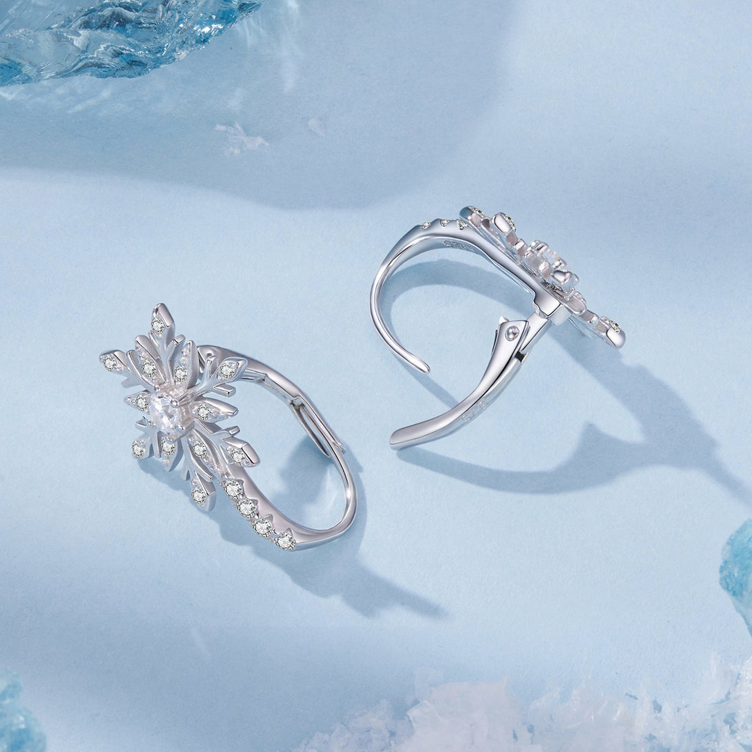925 Sterling Silver Earrings with Pavé Setting CZ in White Gold for Women