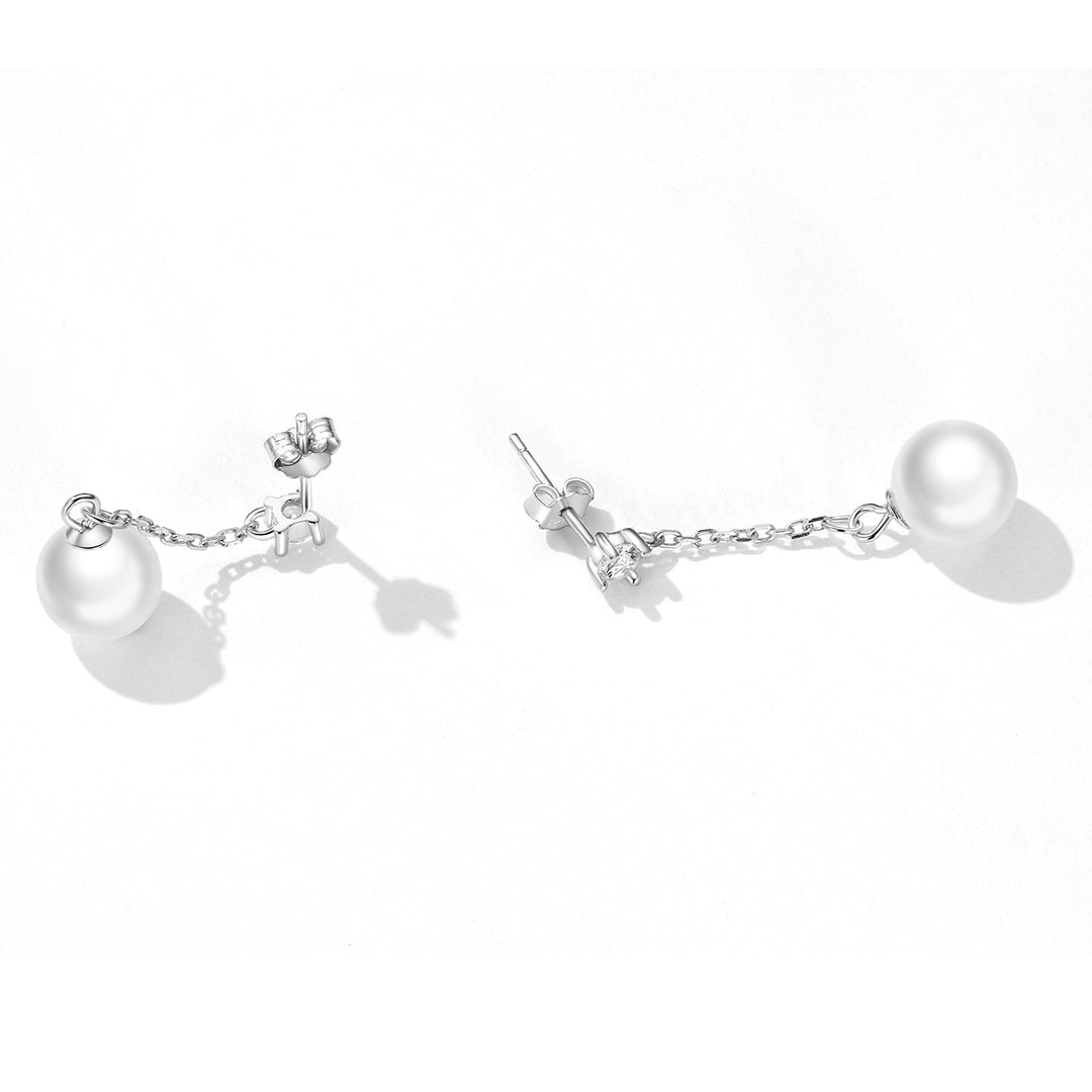925 Sterling Silver Earrings with Pavé Setting CZ &amp; Quality Shell Pearl