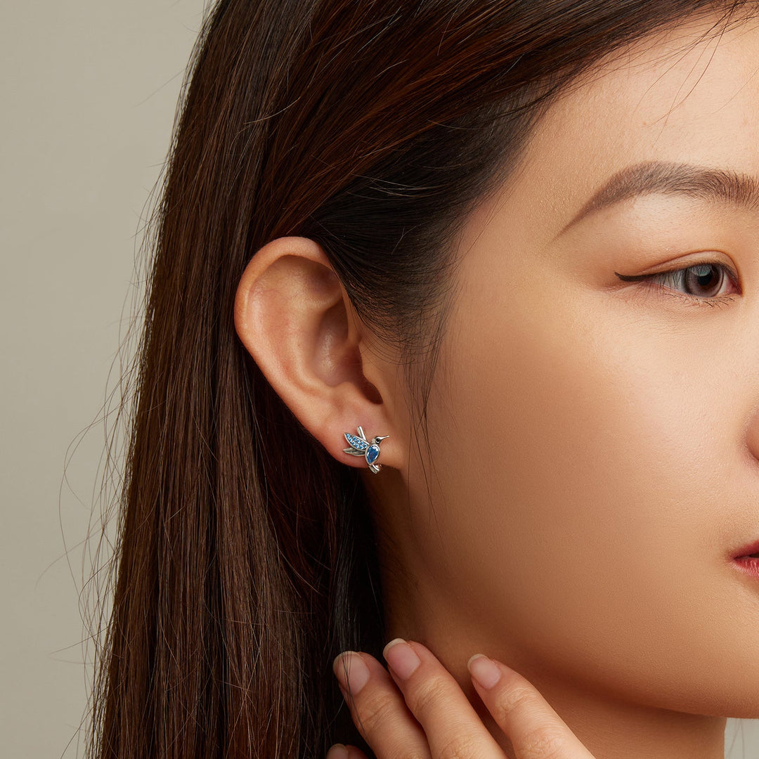 925 Sterling Silver Earrings with Pavé Setting and Oxidized Finish for Women