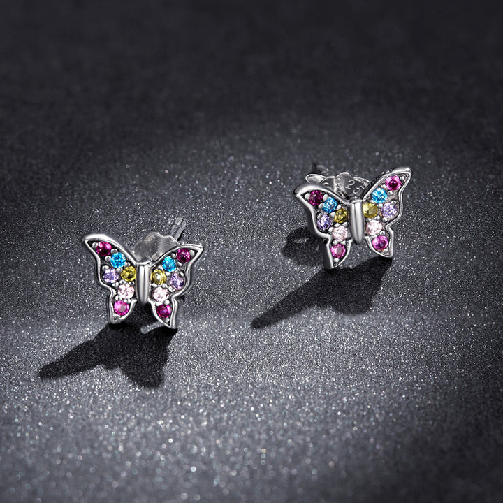 925 Sterling Silver Earrings with Pavé Setting CZ and Oxidized Silver