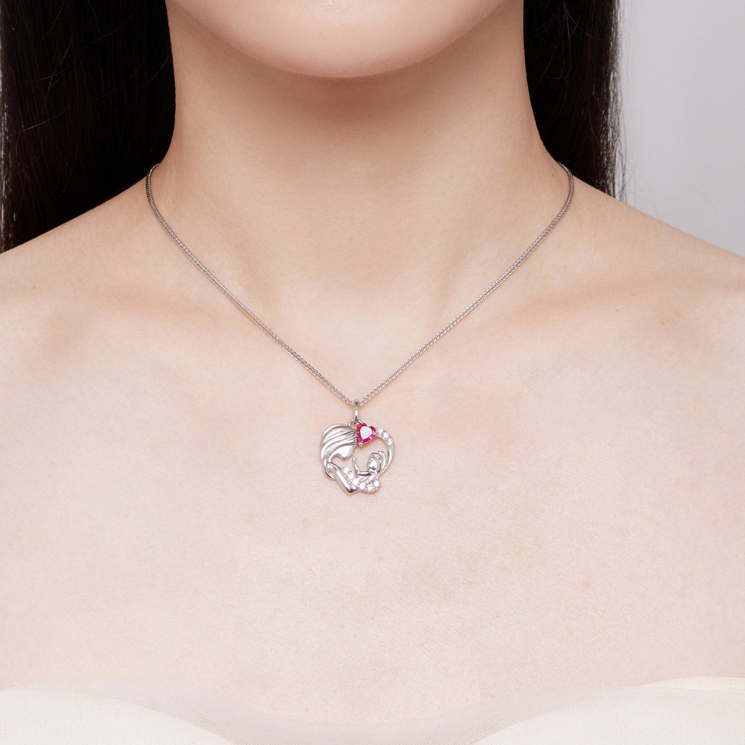 925 Sterling Silver Necklace with Pavé Setting CZ, 25x19mm Pendant, 400mm-450mm Length for Women