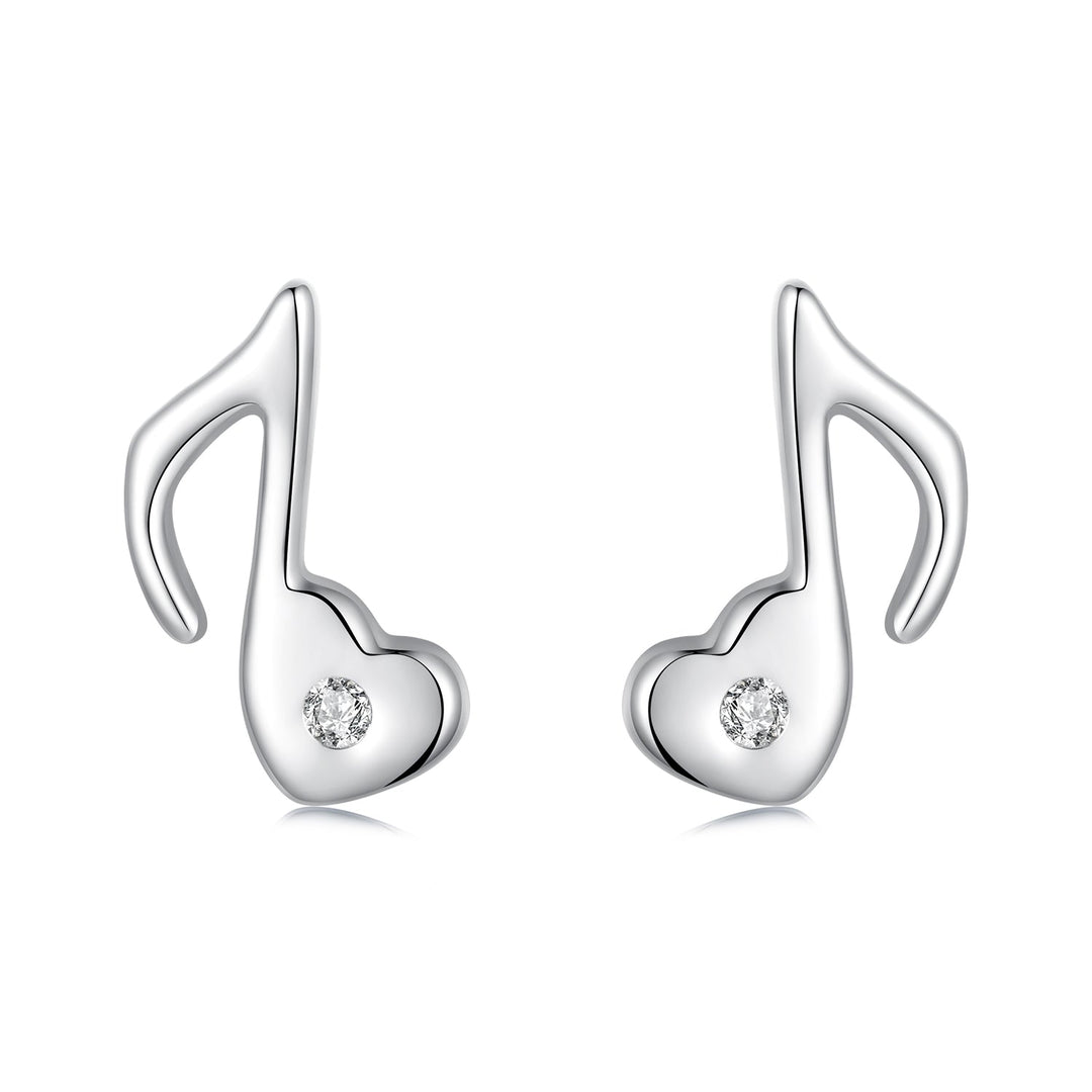 925 Sterling Silver Earrings with Pavé Setting CZ in White Gold Finish, 1x0.7cm for Women