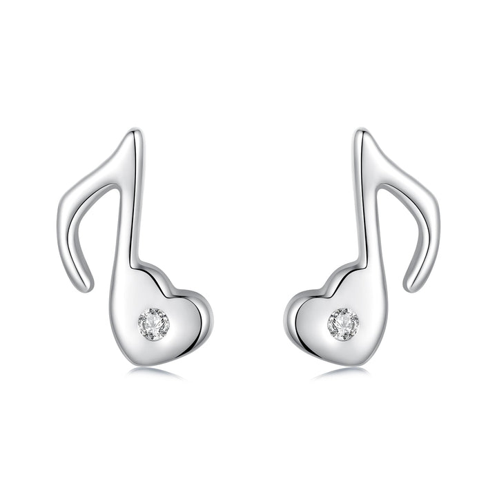925 Sterling Silver Earrings with Pavé Setting CZ in White Gold Finish, 1x0.7cm for Women