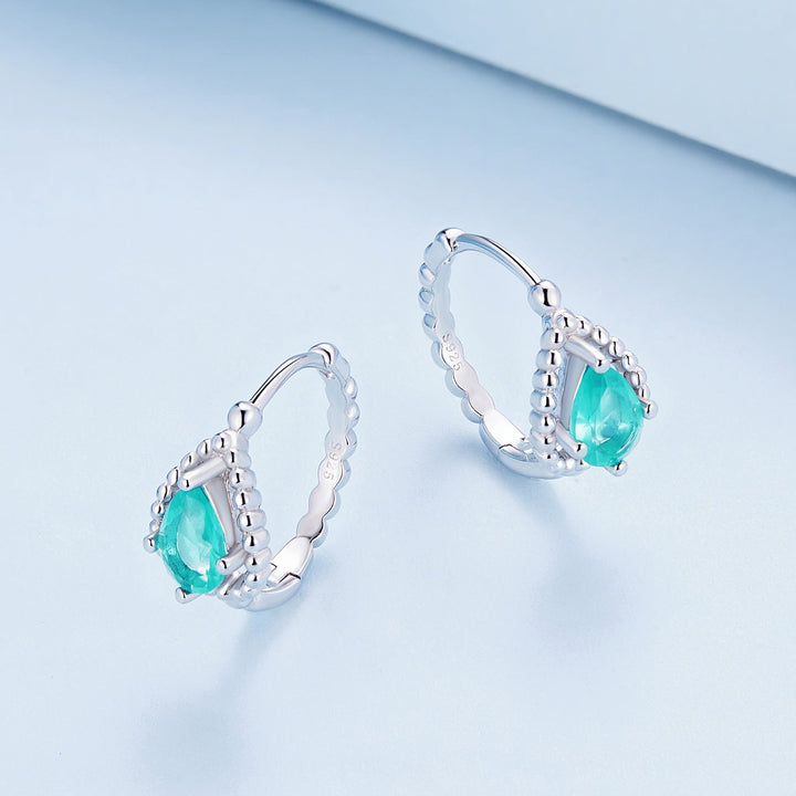 925 Sterling Silver Earrings with Pavé Setting and Transparent Glass