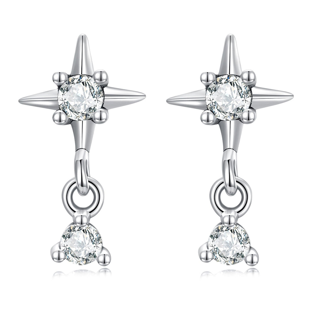 925 Sterling Silver Earrings with Pavé Setting CZ, 1.4*0.8cm for Women