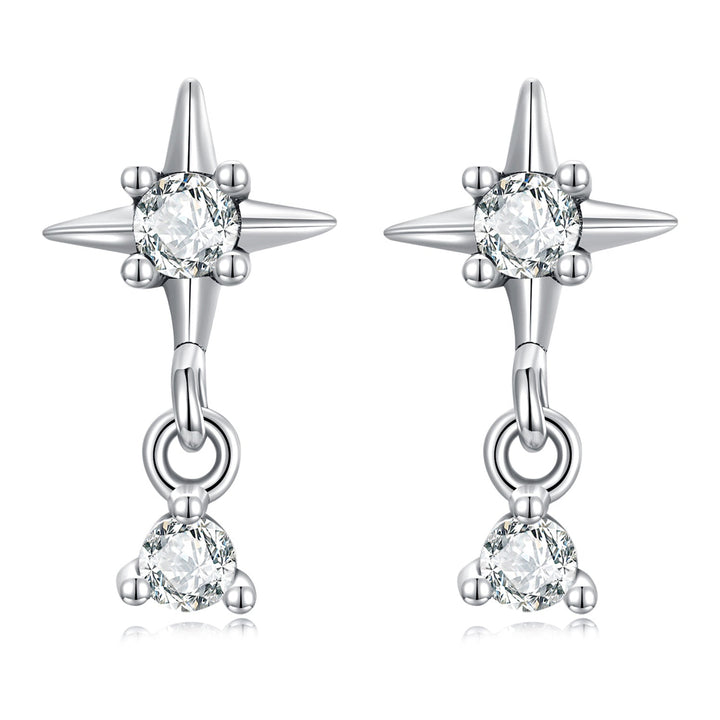 925 Sterling Silver Earrings with Pavé Setting CZ, 1.4*0.8cm for Women