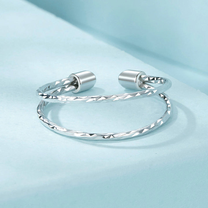 925 Sterling Silver &amp; White Gold Plated Ring for Women - Stylish Width 2.3-6.3mm