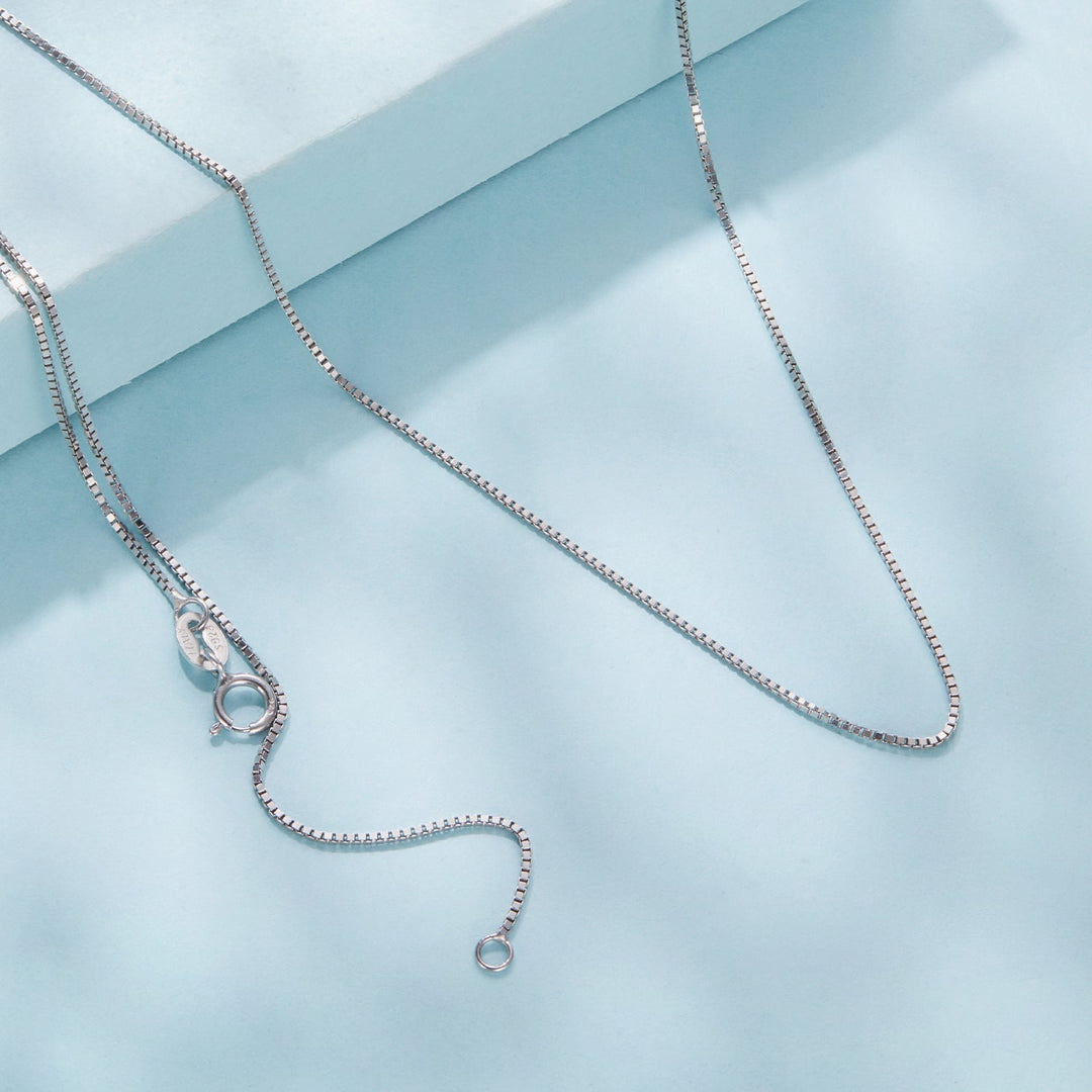 925 Sterling Silver + Plated White Gold Necklace 40cm for Women