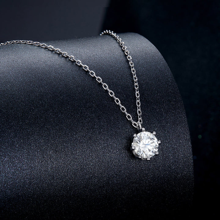 925 Sterling Silver Plated Platinum Moissanite Necklace 39+5cm for Women