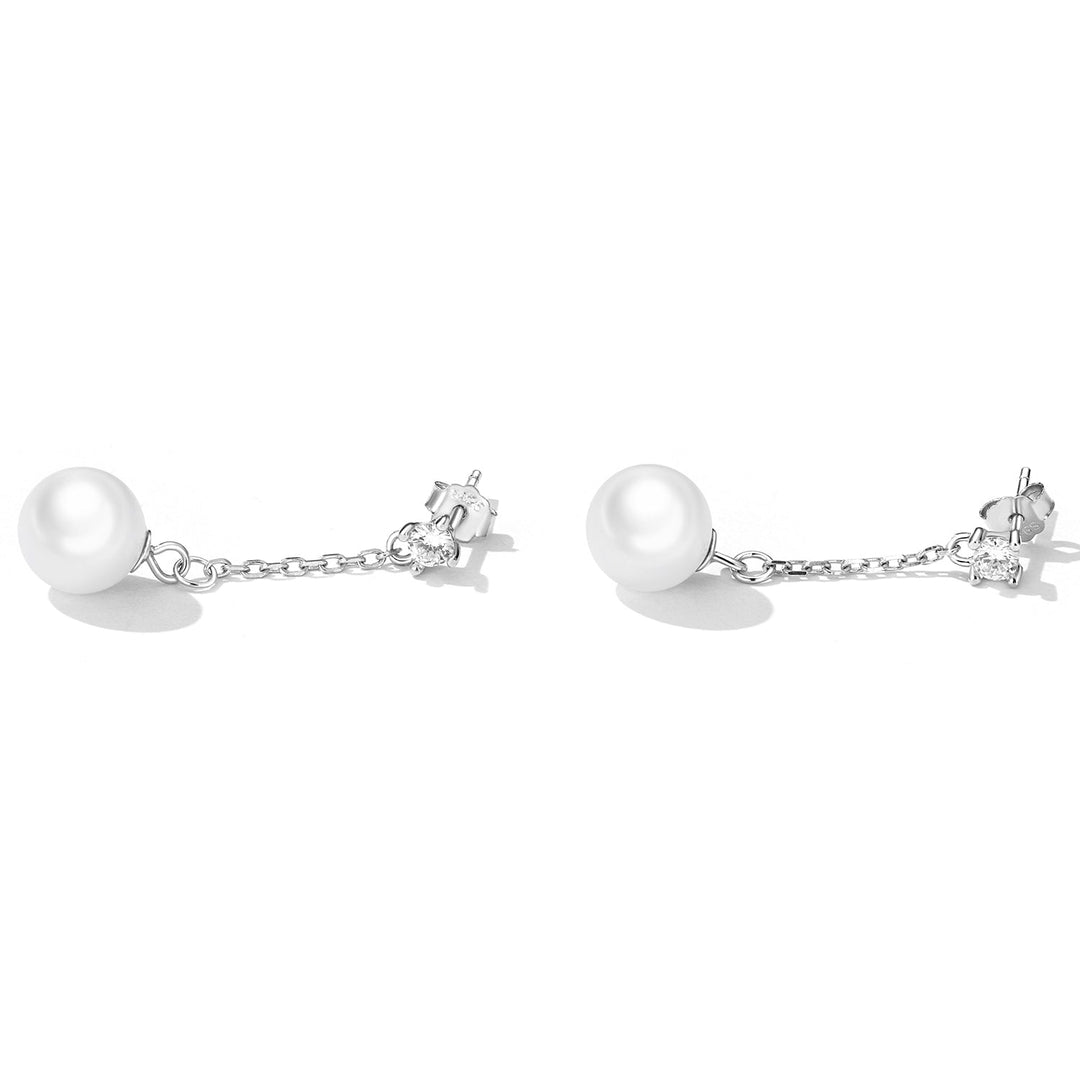 925 Sterling Silver Earrings with Pavé Setting CZ &amp; Quality Shell Pearl