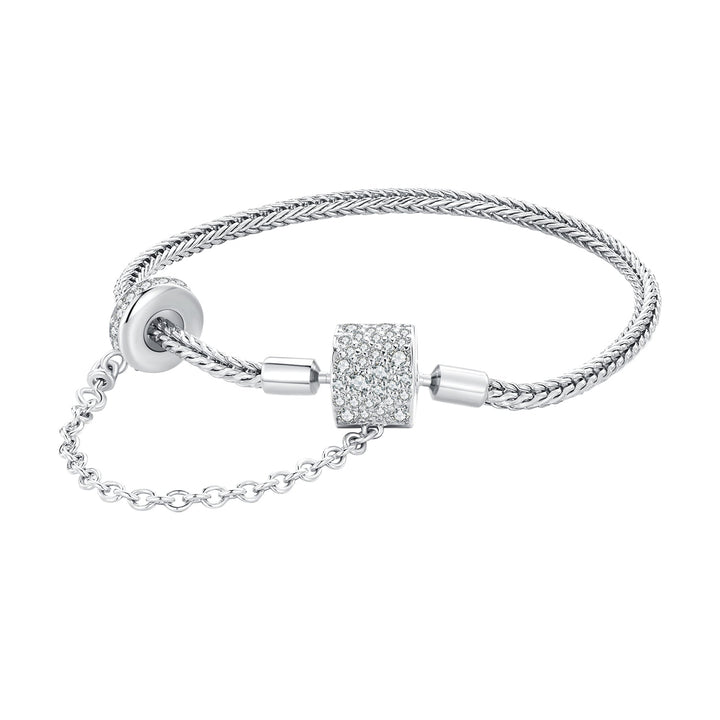 925 Sterling Silver Bracelet 17cm with Pavé Setting CZ for Women