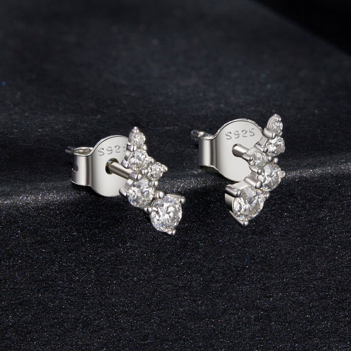 925 Sterling Silver Moissanite Earrings with White Gold Plating for Women