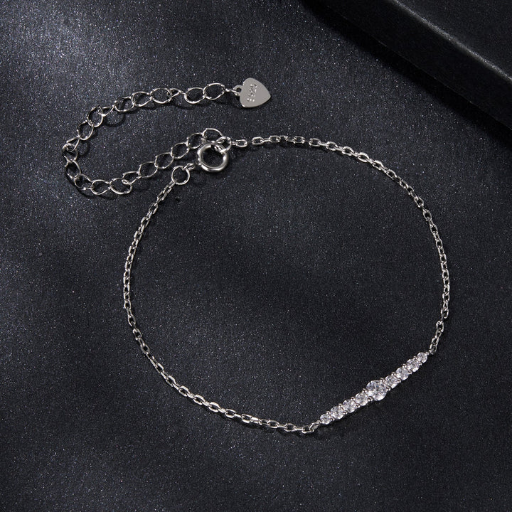 925 Sterling Silver Moissanite Bracelet for Women, Plated White Gold, 15+6cm