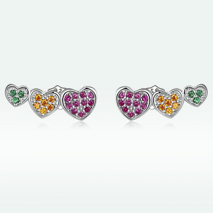 925 Sterling Silver Earrings with Pavé Setting and Plated Platinum, Size: 0.5*1.3cm, Women