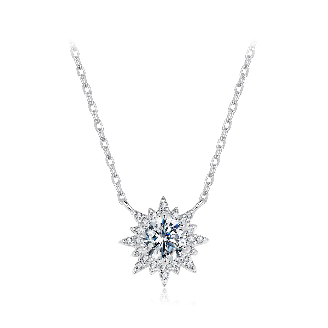 925 Sterling Silver 0.5 Carat Moissanite Necklace in White Gold Plating for Women