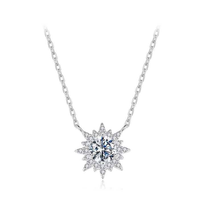 925 Sterling Silver 0.5 Carat Moissanite Necklace in White Gold Plating for Women