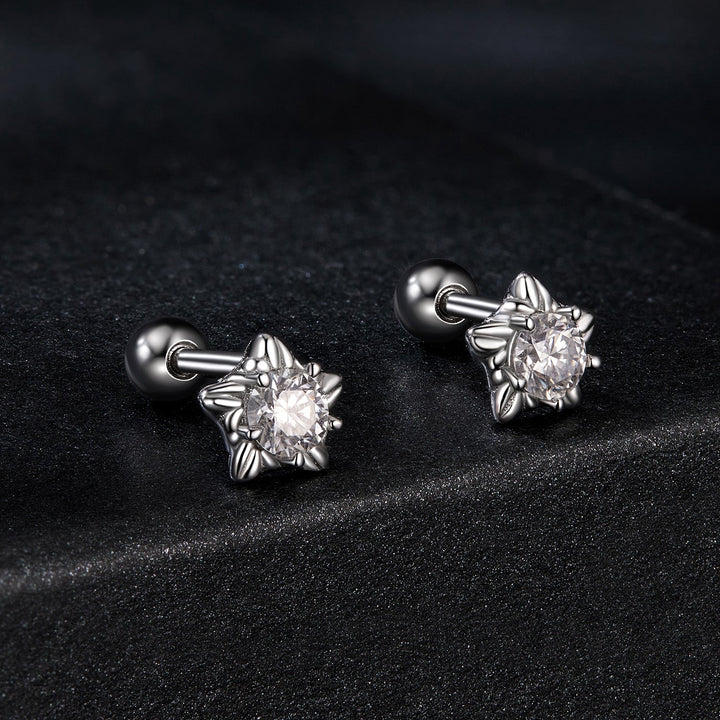 925 Sterling Silver Moissanite Stud Earrings 5mm for Women