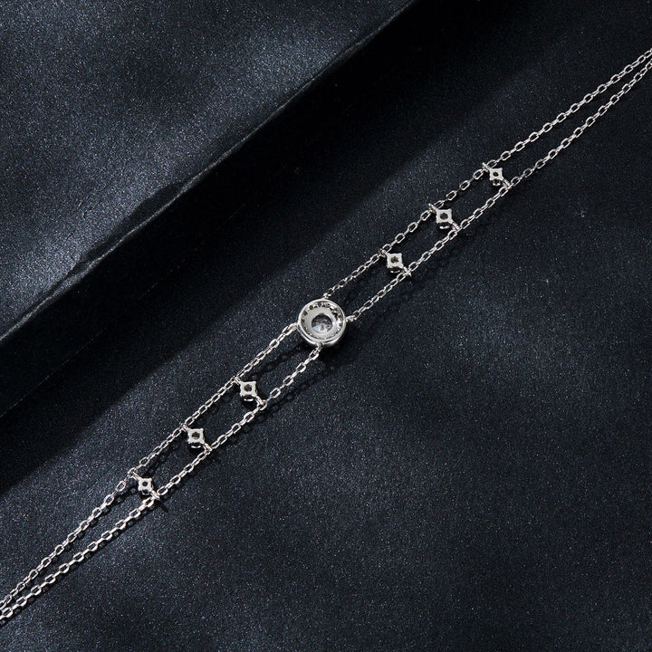 925 Sterling Silver 5.0mm Moissanite Bracelet with CZ and White Gold Plating for Women