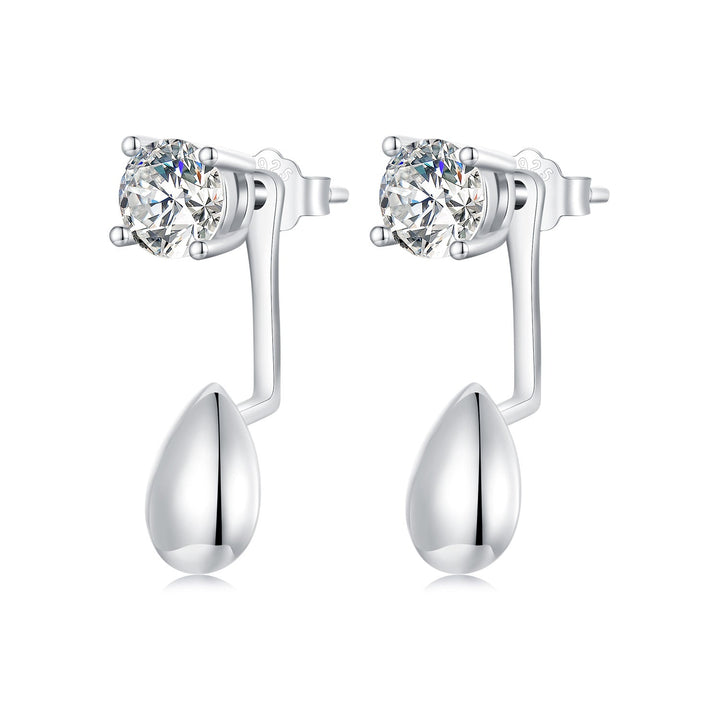 925 Sterling Silver Plated White Gold Earrings with Pavé Setting CZ