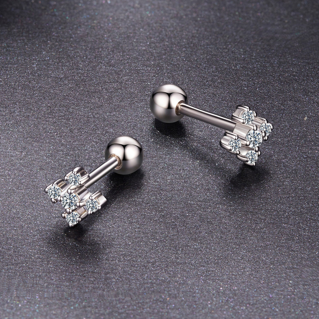 925 Sterling Silver Moissanite Earrings White Gold Plated 0.5cm for Women