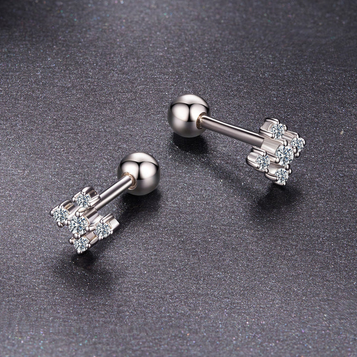 925 Sterling Silver Moissanite Earrings White Gold Plated 0.5cm for Women